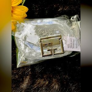 Clear unused 3x4 waist clutch with matching clear belt.